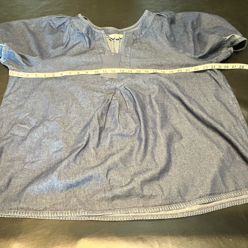 Crown & Ivy Denim V-Neck Short Sleeve Tunic - Blouse size XXL NWT - Picture 9 of 12